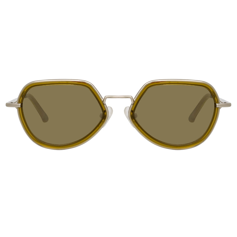 Dries Van Noten Men's Angular Khaki Sunglasses DVN186C6SUN