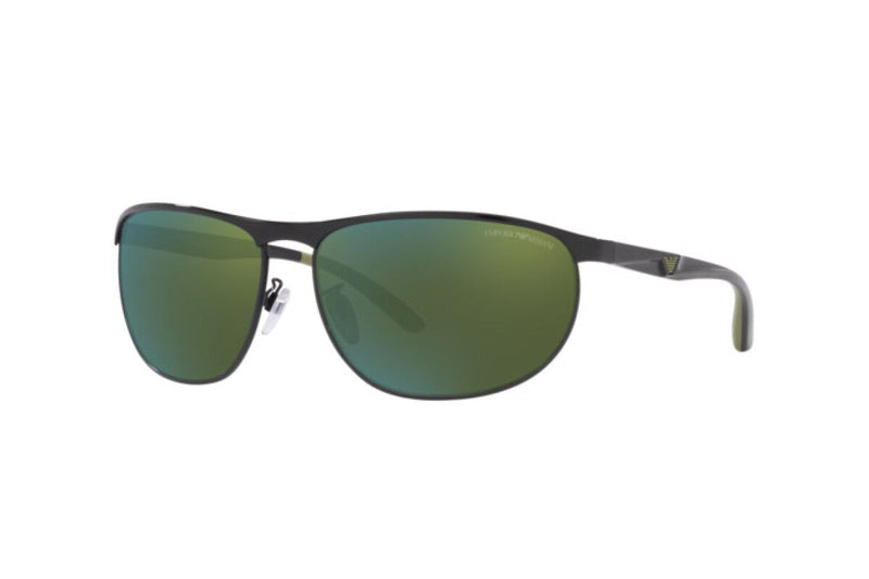 Emporio Armani Men's Sunglasses Wraparound Black/Green EA212430146R