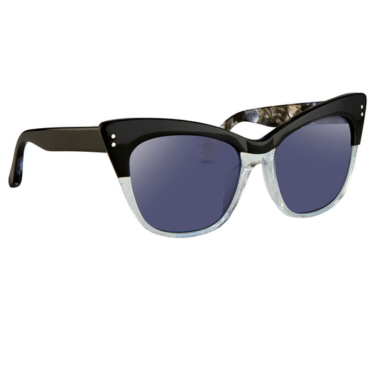 Erdem x Linda Farrow Black/Silver Sunglasses EDM22C2SUN