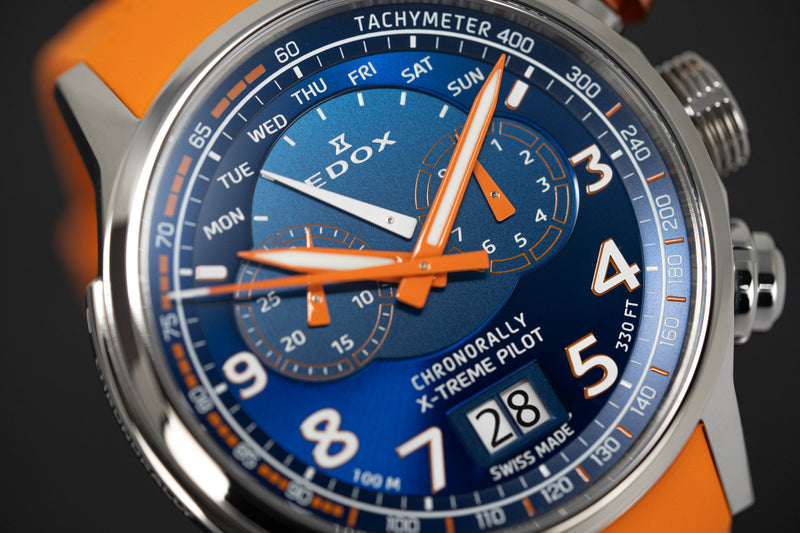 Edox Men's Watch Chronorally Chronograph Orange 38001-TINOCAO-BUO3