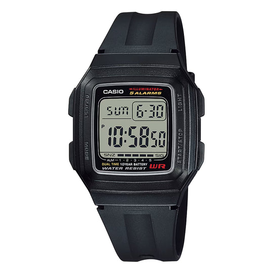 Casio Unisex Digital 5 Alarms Illuminator Watch 34mm Black