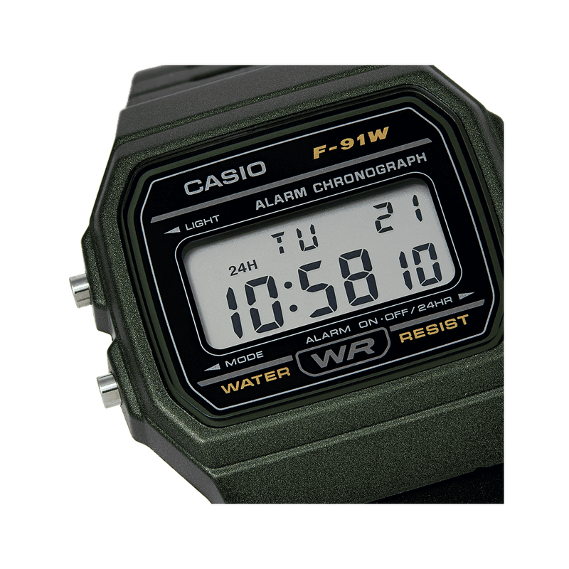 Casio Watch Classic Sports Digital Black/Green F-91WM-3ADF