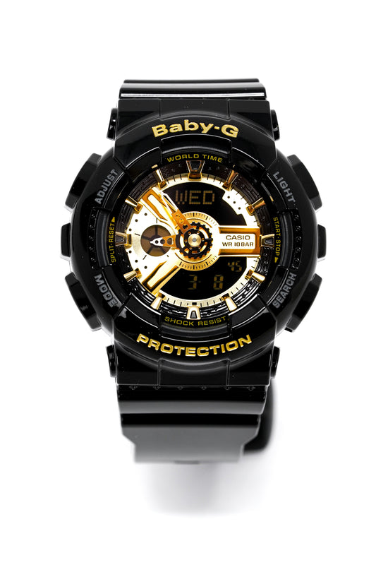 Casio Baby-G Ladies Watch Big Case Black/Gold BA-110-1ADR