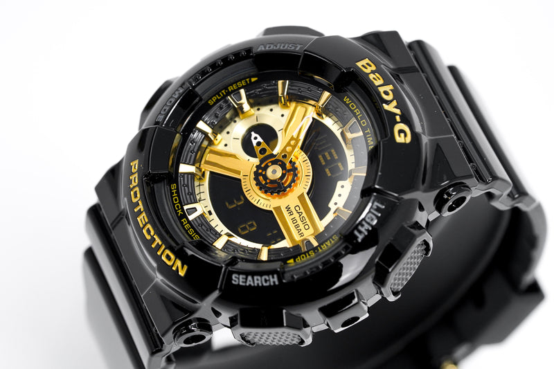 Casio Baby-G Ladies Watch Big Case Black/Gold BA-110-1ADR