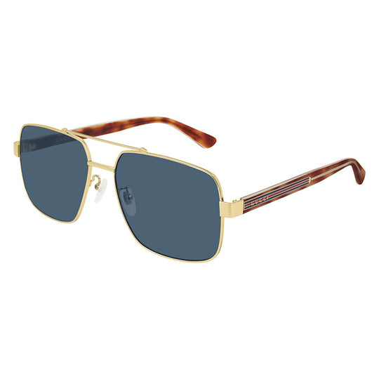Gucci GG0529S Square Navigator Sunglasses Gold Grey Web Collection