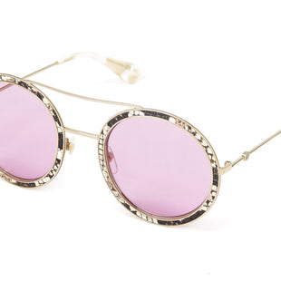 Gucci Women's Sunglasses Round Pilot Pink GG0061S LEATHER-001 54