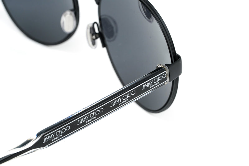 Jimmy Choo Unisex Sunglasses Round Browline Matte Black YANN/S 807