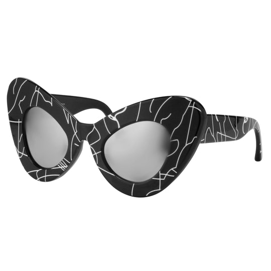 Jeremy Scott x Linda Farrow Black and White Sunglasses JSCATEYEC1SUN