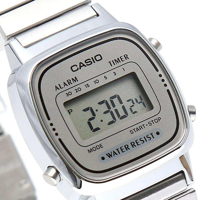 Casio Ladies Watch Digital Vintage Classic Flat Link Silver