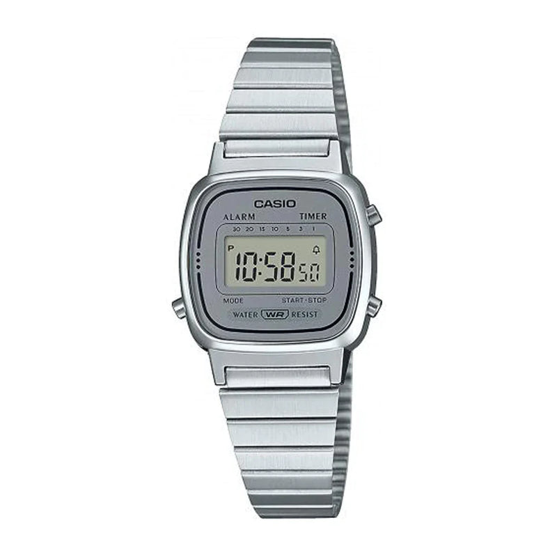 Casio Ladies Watch Digital Vintage Classic Flat Link Silver LA670WA 7DF