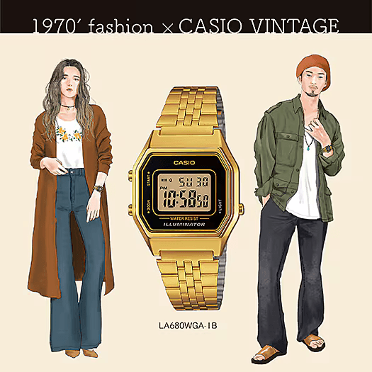 Casio Digital Vintage Gold Ladies Watch LA680WGA 1BDF