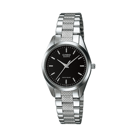 Casio Ladies' Black Silver Dress Watch LTP-1274D-1ADF