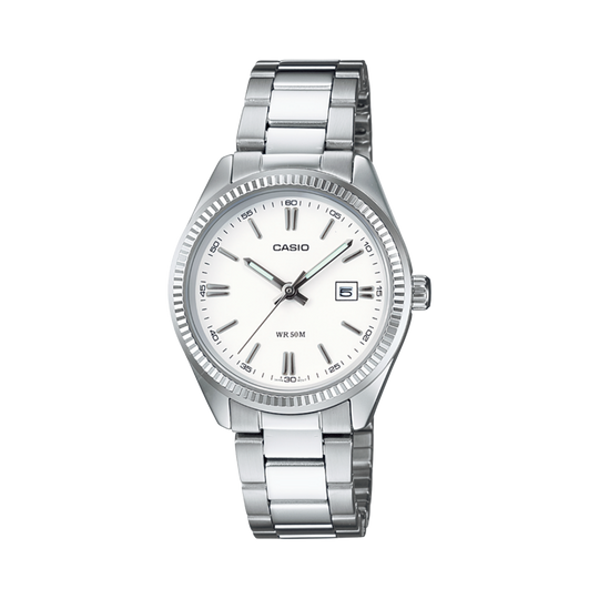 Casio Ladies' White Date Dress Watch LTP-1302D-7A1VDF