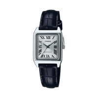 Casio Ladies' Rectangular White Leather Watch LTP-V007L-7B1UDF