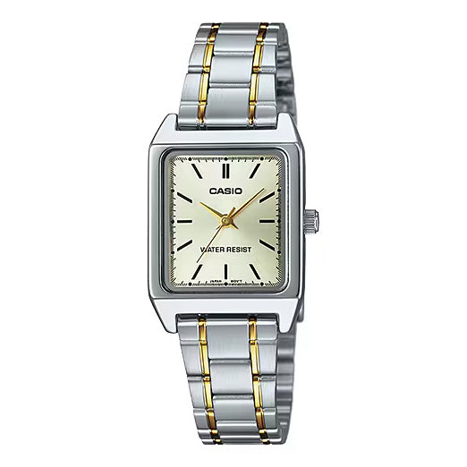 Casio Slim Dress Rectangular Ladies' Two-Tone Gold Watch