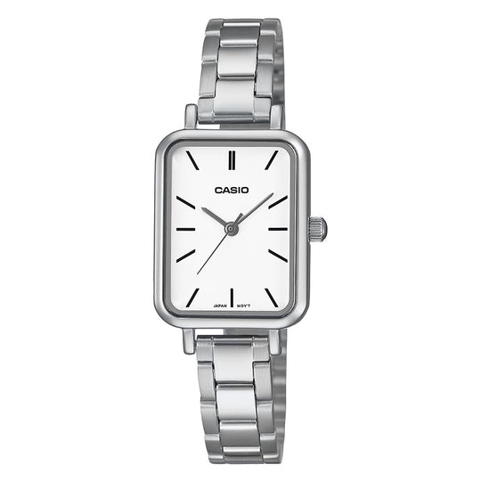 Casio Slim Ladies' White Rectangular Watch
