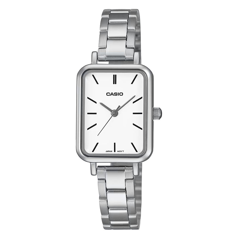 Casio Slim Ladies' White Rectangular Watch