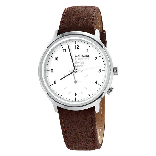 Mondaine Watch Helvetica No1 White Brown MH1.R2010.LG