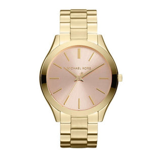 Michael Kors Ladies Slim Runway Gold Pink Watch