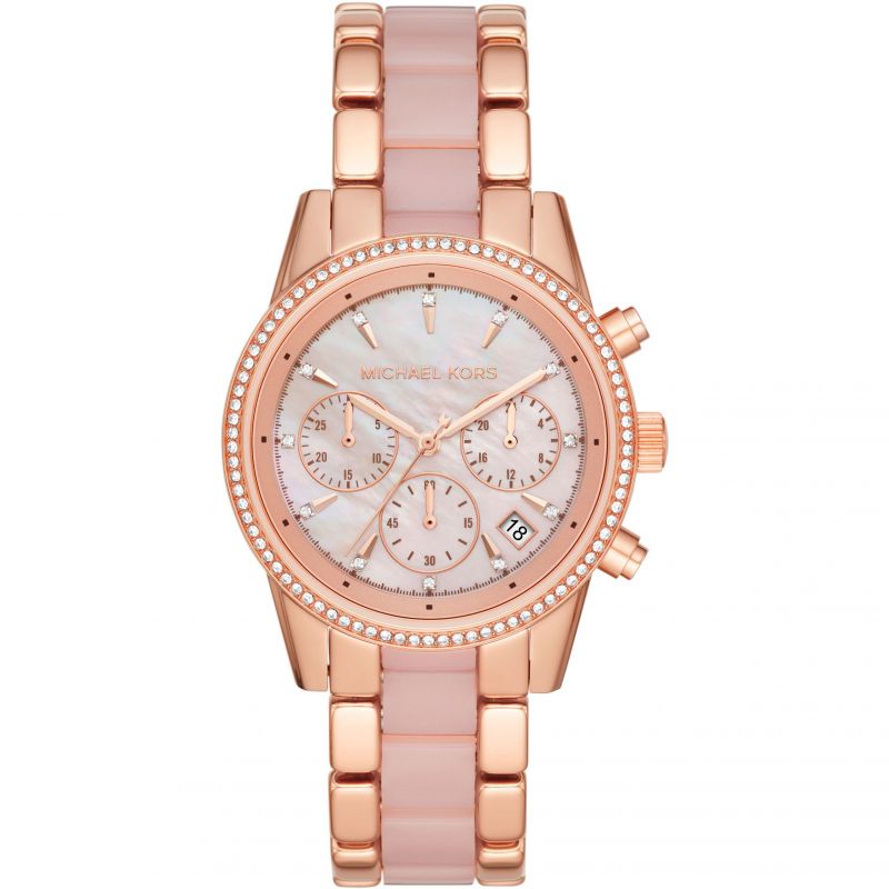 Michael Kors Ladies Watch Ritz Chronograph 37mm Rose Gold MK6769