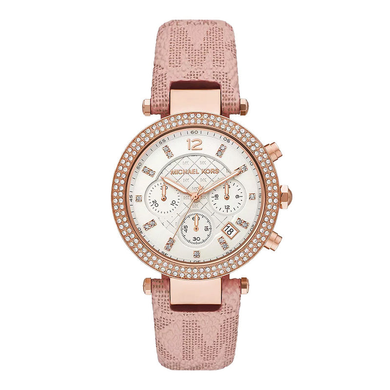 Michael Kors Ladies Watch Parker Chronograph 39mm White Pink MK6935