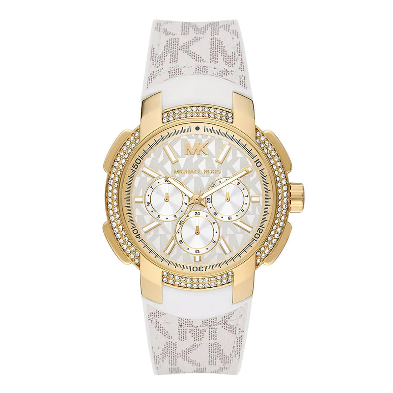 Michael Kors Ladies Watch Sidney Multifunction 42mm White Gold MK7221