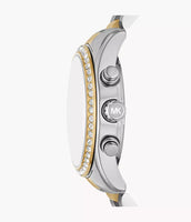 Michael Kors Ladies Watch Lexington Chronograph 38mm Silver Gold MK7303