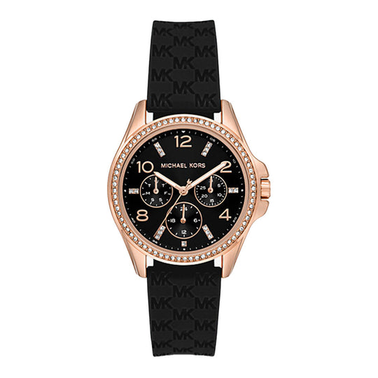 Michael Kors Ladies Watch Mini Pilot 36mm Black Rose Gold MK7373