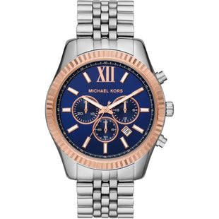 Michael Kors Men's Watch Lexington Chronograph Blue Silver