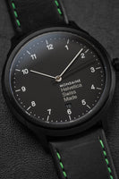 Mondaine Watch Helvetica No1 Black Green MH1.R2221.LB