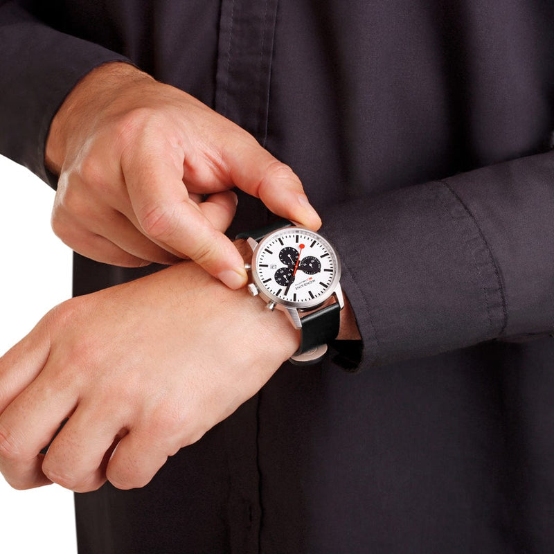 Mondaine Neo Panda Chronograph 41mm Vegan Leather Watch