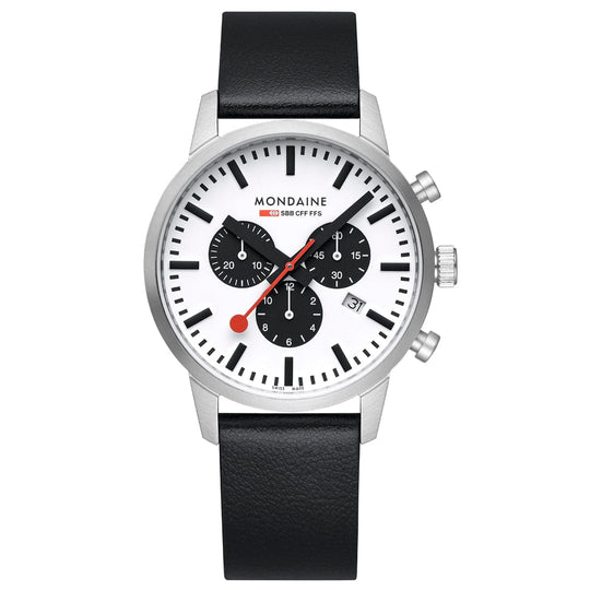Mondaine Neo Panda Chronograph 41mm Vegan Leather Watch