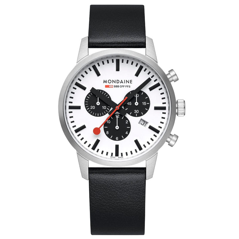 Mondaine Neo Panda Chronograph 41mm Vegan Leather Watch
