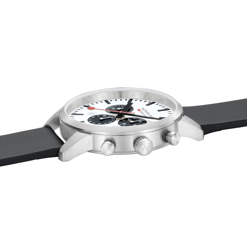Mondaine Neo Panda Chronograph 41mm Vegan Leather Watch