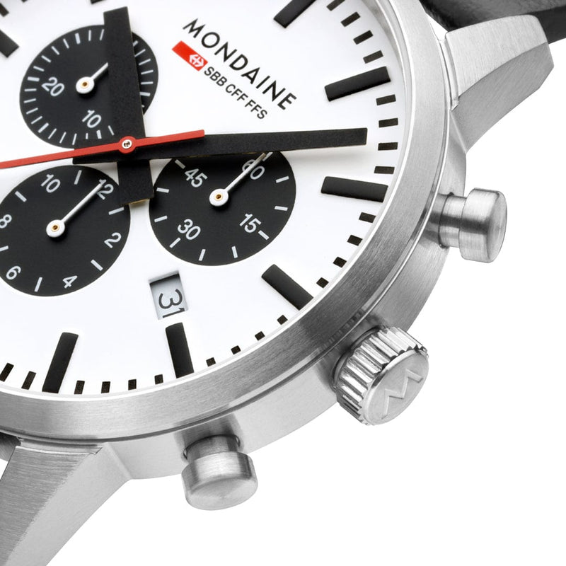 Mondaine Neo Panda Chronograph 41mm Vegan Leather Watch