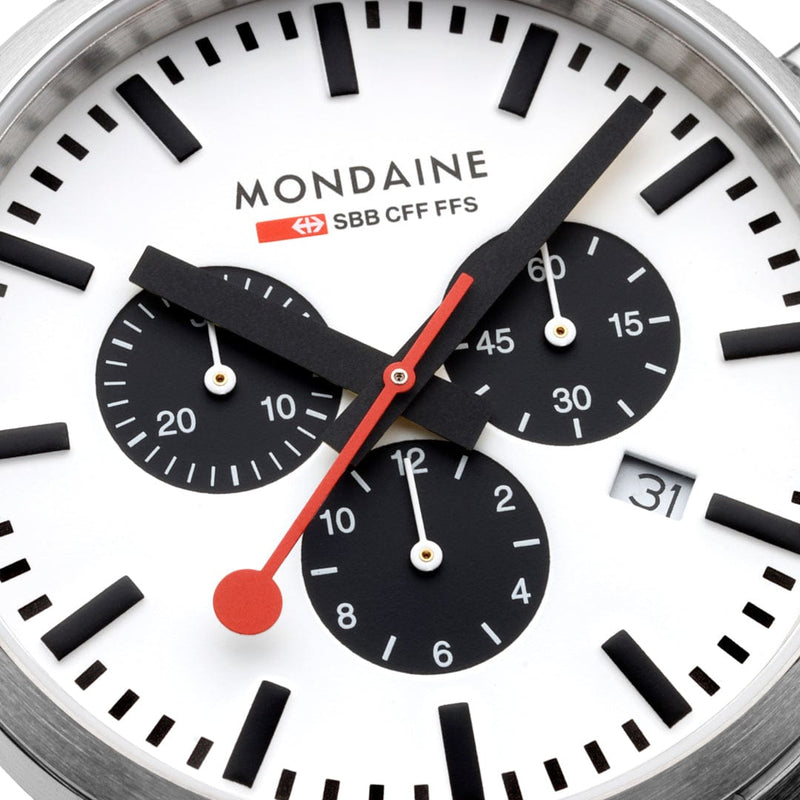 Mondaine Neo Panda Chronograph 41mm Vegan Leather Watch