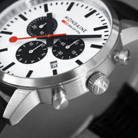 Mondaine Neo Panda Chronograph 41mm Vegan Leather Watch