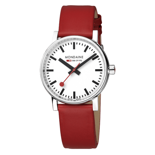 Mondaine evo2 35mm Red Vegan Leather Watch