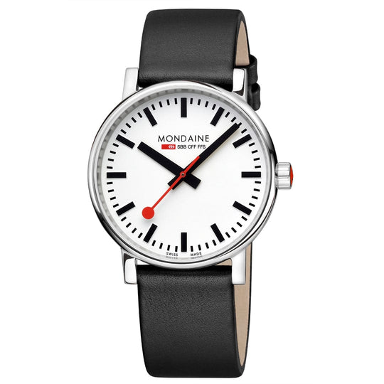Mondaine evo2 40mm Black Vegan Leather Watch