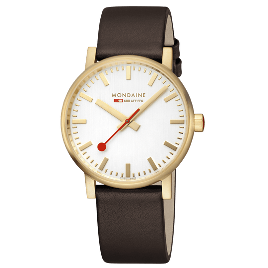 Mondaine evo2 40mm Unisex Gold Brown Watch