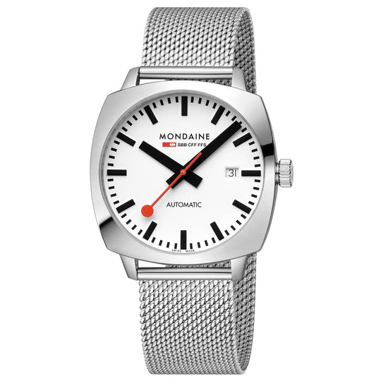Mondaine Cushion Automatic 39mm Men's White Watch