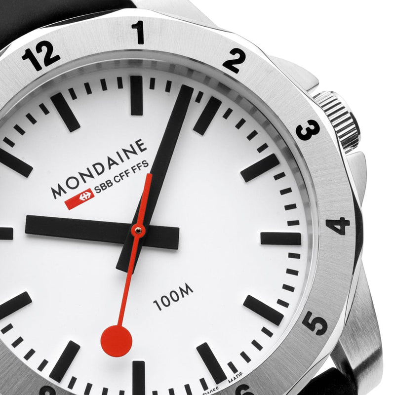 Mondaine Numeri 42mm Men's Black White Watch