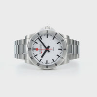 Mondaine Numeri 42mm Men's White Silver Watch