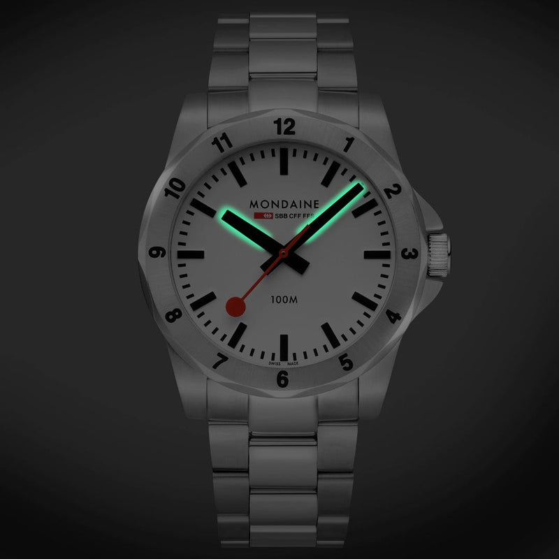 Mondaine Numeri 42mm Men's White Silver Watch