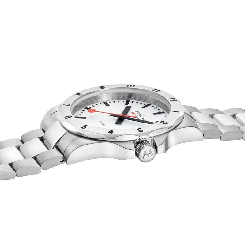 Mondaine Numeri 42mm Men's White Silver Watch