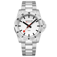 Mondaine Numeri 42mm Men's White Silver Watch