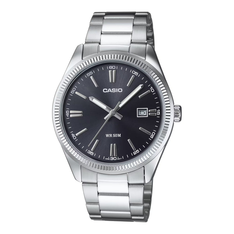 Casio Sunray Dial Unisex Black Analog Watch