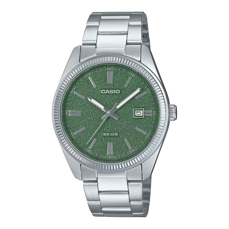 Casio Matte Men's Green Silver Watch