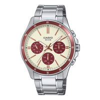 Casio Chrono Men's Cream Analogue Watch MTP-1374D-5A2VDF