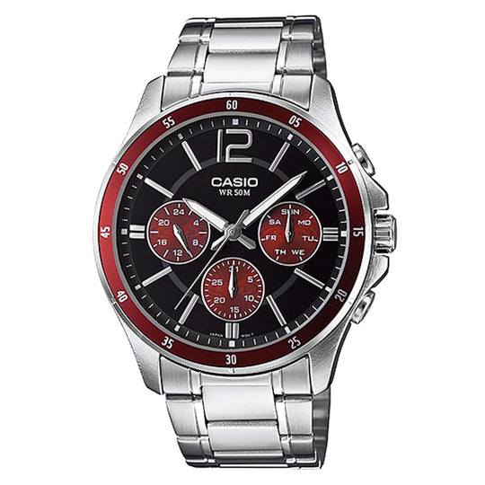 Casio Men's Watch Chronograph Stainless Steel Red MTP-1374D-5AVDF